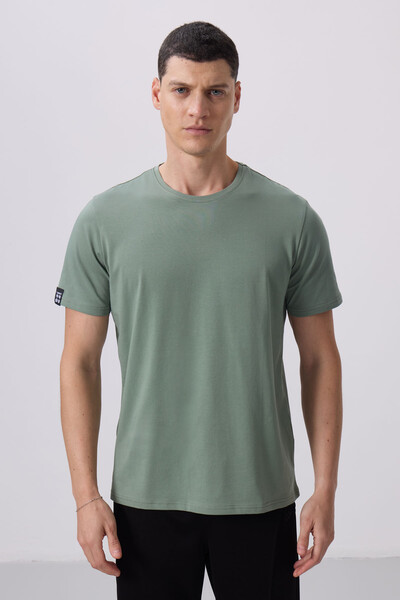 Tommylife Wholesale Crew Neck Standard Fit Basic Men's T-Shirt 87911 Cactus - Thumbnail