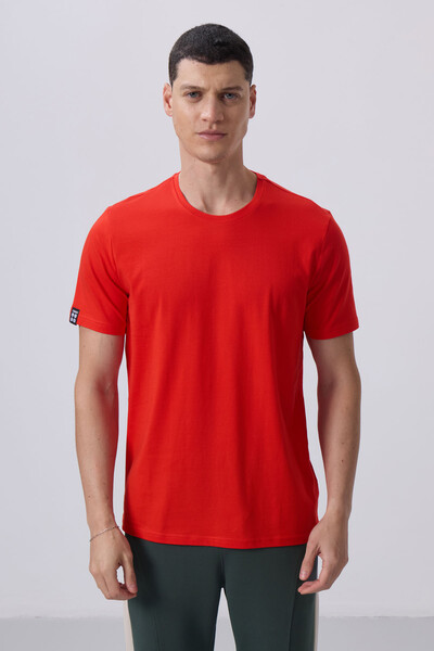 Tommylife Wholesale Crew Neck Standard Fit Basic Men's T-Shirt 87911 Fiesta - Thumbnail