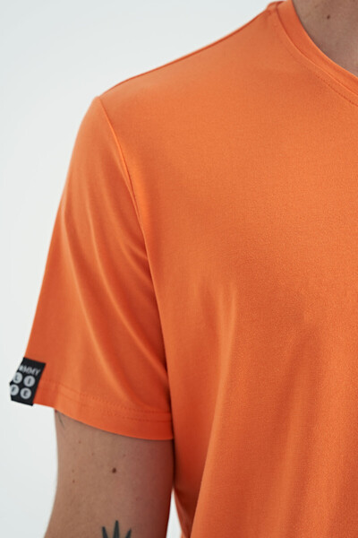 Tommylife Wholesale Crew Neck Standard Fit Basic Men's T-Shirt 87911 Orange - Thumbnail