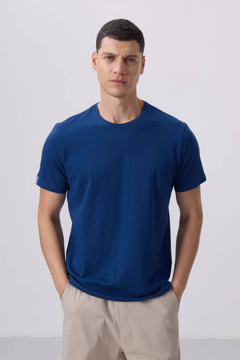 TOMMYLIFE - Tommylife Wholesale Crew Neck Standard Fit Basic Men's T-Shirt 87911 Parliament