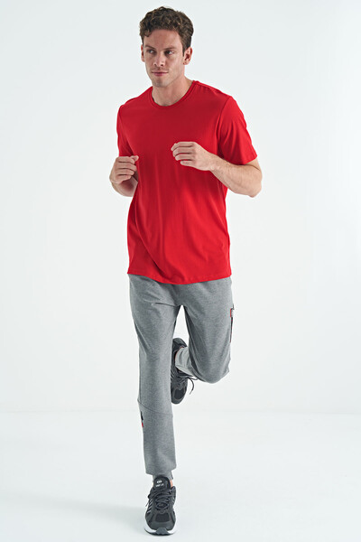 Tommylife Wholesale Crew Neck Standard Fit Basic Men's T-Shirt 87911 Red - Thumbnail