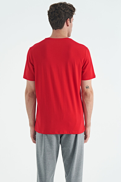 Tommylife Wholesale Crew Neck Standard Fit Basic Men's T-Shirt 87911 Red - Thumbnail