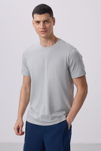 Tommylife Wholesale Crew Neck Standard Fit Basic Men's T-Shirt 87911 Stone - Thumbnail