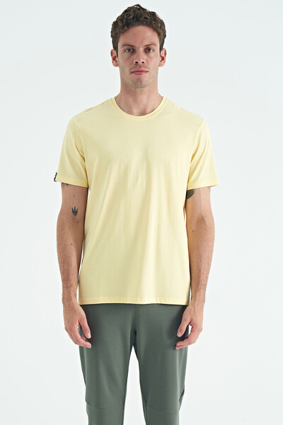 Tommylife Wholesale Crew Neck Standard Fit Basic Men's T-Shirt 87911 Yellow - Thumbnail