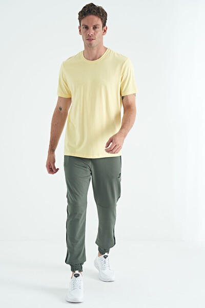 Tommylife Wholesale Crew Neck Standard Fit Basic Men's T-Shirt 87911 Yellow - Thumbnail