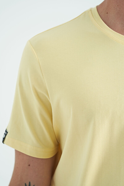 Tommylife Wholesale Crew Neck Standard Fit Basic Men's T-Shirt 87911 Yellow - Thumbnail