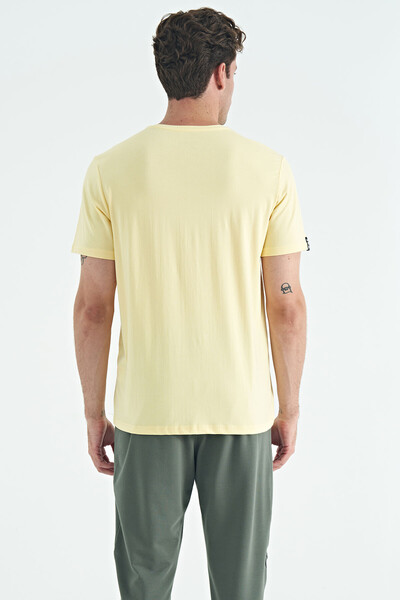 Tommylife Wholesale Crew Neck Standard Fit Basic Men's T-Shirt 87911 Yellow - Thumbnail