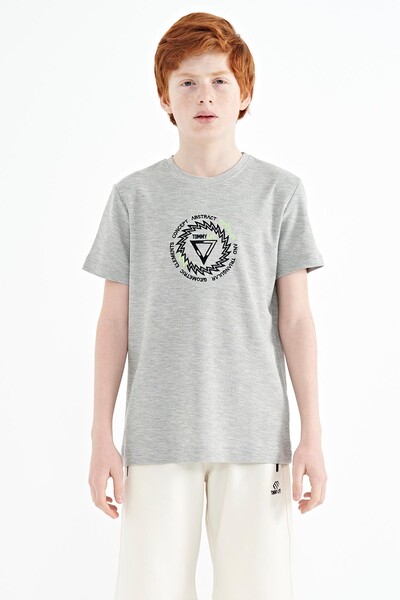 Tommylife Wholesale Crew Neck Standard Fit Boys' T-Shirt 11115 Gray Melange - Thumbnail