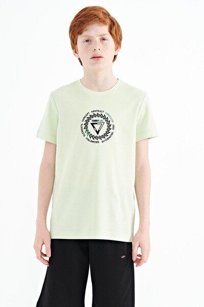 Tommylife Wholesale Crew Neck Standard Fit Boys' T-Shirt 11115 Light Green - Thumbnail