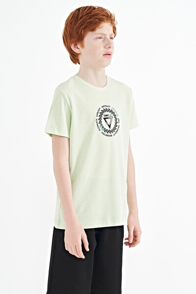 Tommylife Wholesale Crew Neck Standard Fit Boys' T-Shirt 11115 Light Green - Thumbnail