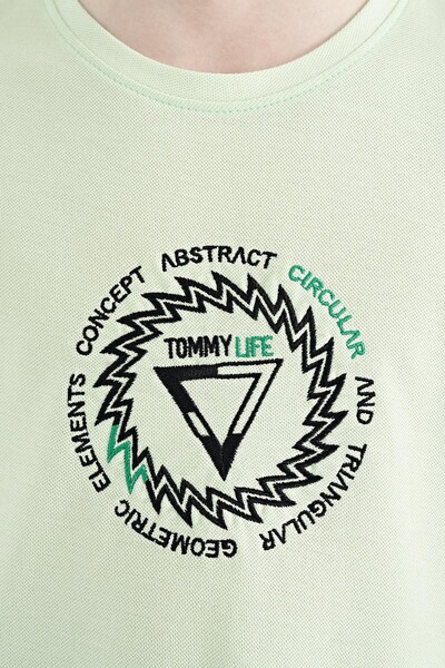 Tommylife Wholesale Crew Neck Standard Fit Boys' T-Shirt 11115 Light Green - Thumbnail