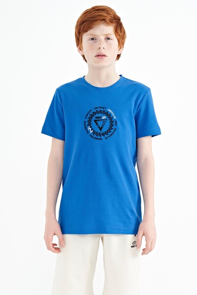 Tommylife Wholesale Crew Neck Standard Fit Boys' T-Shirt 11115 Saxe - Thumbnail