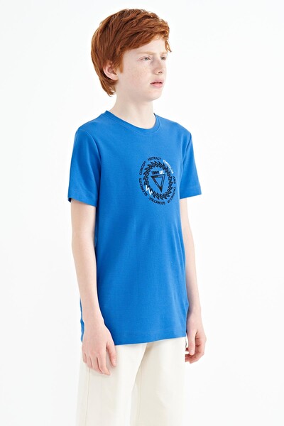 Tommylife Wholesale Crew Neck Standard Fit Boys' T-Shirt 11115 Saxe - Thumbnail