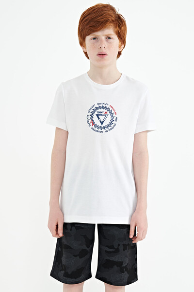 Tommylife Wholesale Crew Neck Standard Fit Boys' T-Shirt 11115 White - Thumbnail