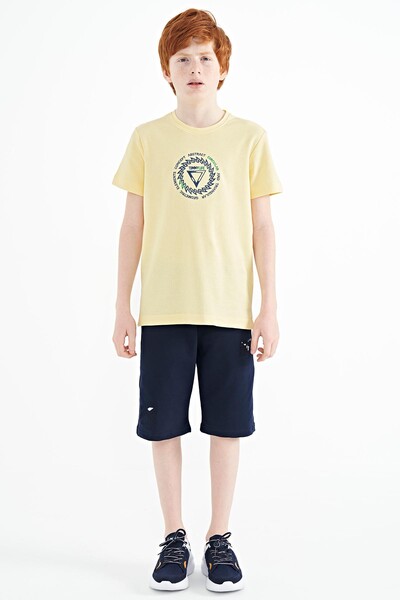 Tommylife Wholesale Crew Neck Standard Fit Boys' T-Shirt 11115 Yellow - Thumbnail