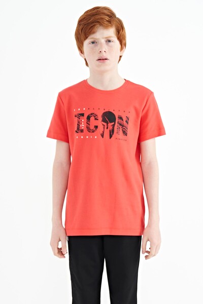 Tommylife Wholesale Crew Neck Standard Fit Boys' T-Shirt 11118 Coral - Thumbnail