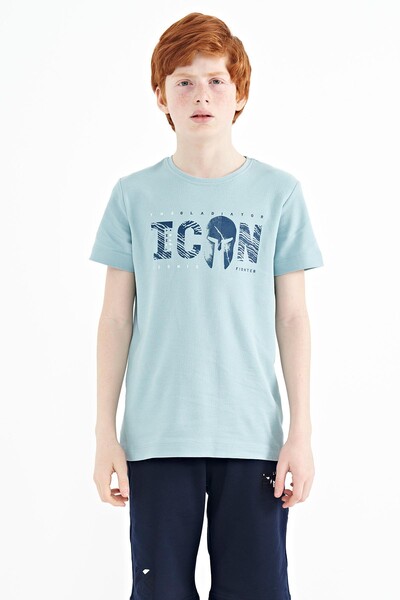 Tommylife Wholesale Crew Neck Standard Fit Boys' T-Shirt 11118 Light Blue - Thumbnail