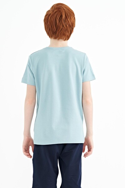Tommylife Wholesale Crew Neck Standard Fit Boys' T-Shirt 11118 Light Blue - Thumbnail