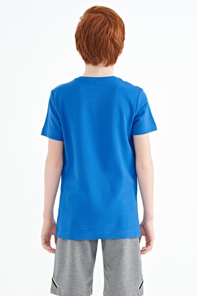 Tommylife Wholesale Crew Neck Standard Fit Boys' T-Shirt 11118 Saxe - Thumbnail