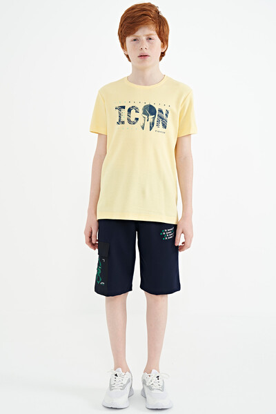 Tommylife Wholesale Crew Neck Standard Fit Boys' T-Shirt 11118 Yellow - Thumbnail