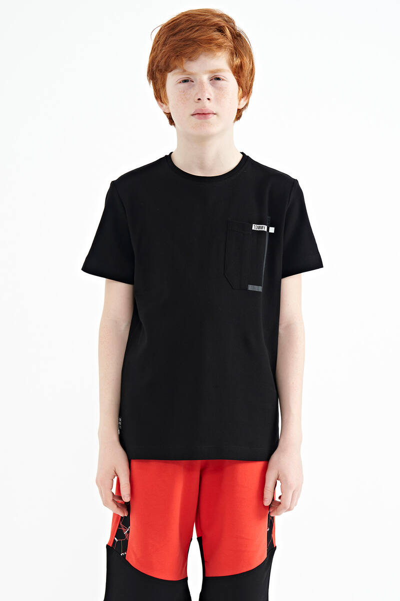 TOMMYLIFE - Tommylife Wholesale Crew Neck Standard Fit Boys' T-Shirt 11120 Black