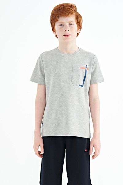 Tommylife Wholesale Crew Neck Standard Fit Boys' T-Shirt 11120 Gray Melange - Thumbnail