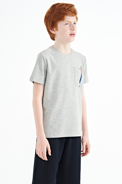 Tommylife Wholesale Crew Neck Standard Fit Boys' T-Shirt 11120 Gray Melange - Thumbnail