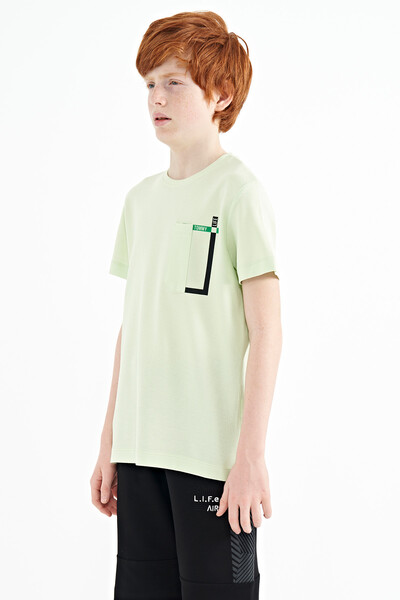 Tommylife Wholesale Crew Neck Standard Fit Boys' T-Shirt 11120 Light Green - Thumbnail