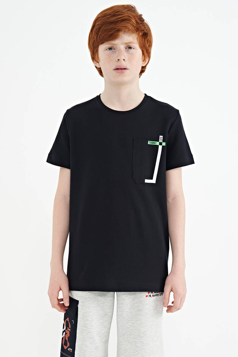 TOMMYLIFE - Tommylife Wholesale Crew Neck Standard Fit Boys' T-Shirt 11120 Navy Blue