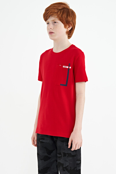 Tommylife Wholesale Crew Neck Standard Fit Boys' T-Shirt 11120 Red - Thumbnail