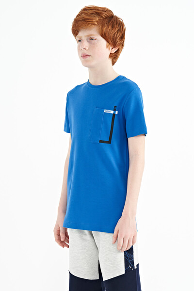 Tommylife Wholesale Crew Neck Standard Fit Boys' T-Shirt 11120 Saxe - Thumbnail