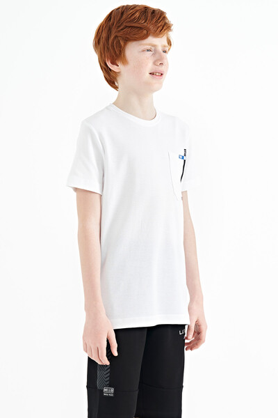 Tommylife Wholesale Crew Neck Standard Fit Boys' T-Shirt 11120 White - Thumbnail