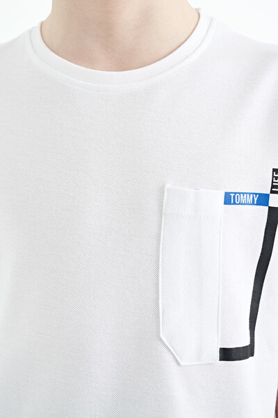 Tommylife Wholesale Crew Neck Standard Fit Boys' T-Shirt 11120 White - Thumbnail