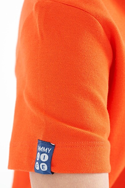 Tommylife Wholesale Crew Neck Standard Fit Embroidered Boys' T-Shirt 11116 Orange - Thumbnail