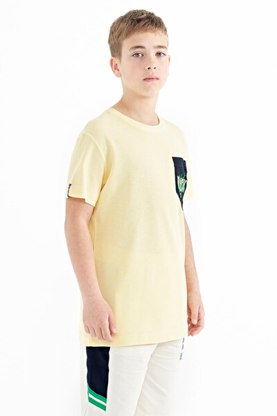 Tommylife Wholesale Crew Neck Standard Fit Embroidered Boys' T-Shirt 11116 Yellow - Thumbnail