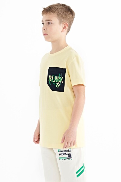 Tommylife Wholesale Crew Neck Standard Fit Embroidered Boys' T-Shirt 11116 Yellow - Thumbnail