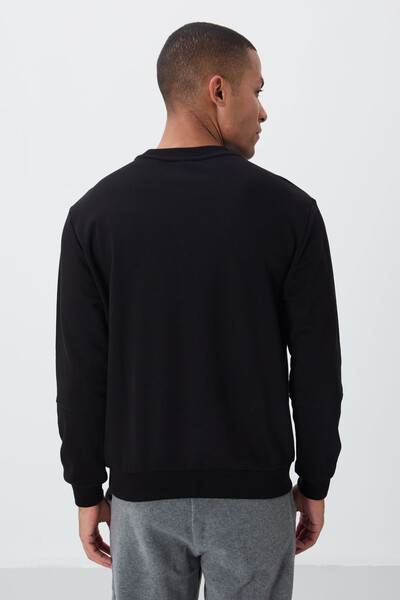 Tommylife Wholesale Crew Neck Standard Fit Men's Sweatshirt 88405 Black - Thumbnail