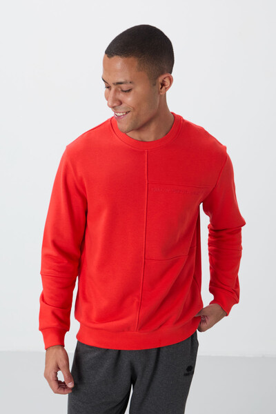 Tommylife Wholesale Crew Neck Standard Fit Men's Sweatshirt 88405 Fiesta - Thumbnail