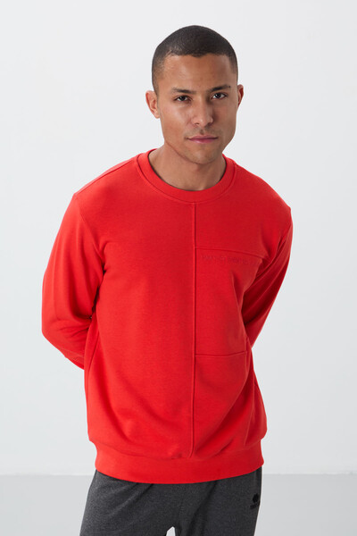 Tommylife Wholesale Crew Neck Standard Fit Men's Sweatshirt 88405 Fiesta - Thumbnail