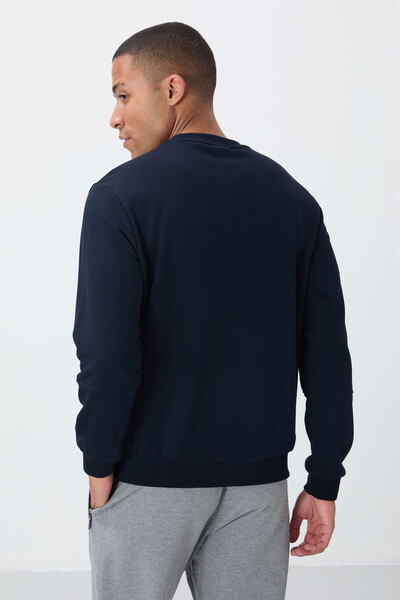 Tommylife Wholesale Crew Neck Standard Fit Men's Sweatshirt 88405 Navy Blue - Thumbnail