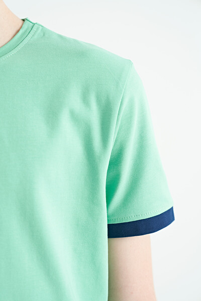 Tommylife Wholesale Crew Neck Standard Fit Printed Boys' T-Shirt 11097 Aqua Green - Thumbnail