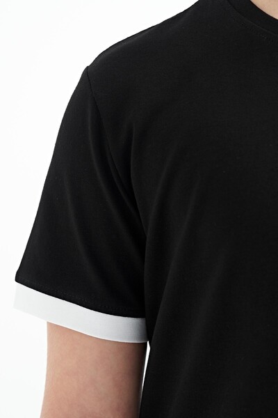 Tommylife Wholesale Crew Neck Standard Fit Printed Boys' T-Shirt 11097 Black - Thumbnail