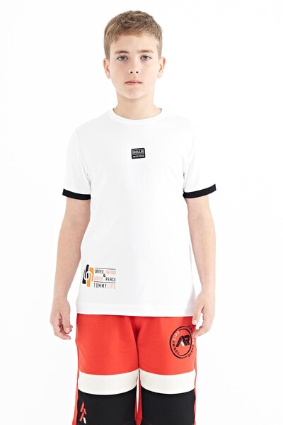 Tommylife Wholesale Crew Neck Standard Fit Printed Boys' T-Shirt 11097 White - Thumbnail