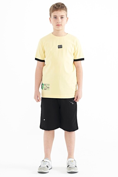 Tommylife Wholesale Crew Neck Standard Fit Printed Boys' T-Shirt 11097 Yellow - Thumbnail