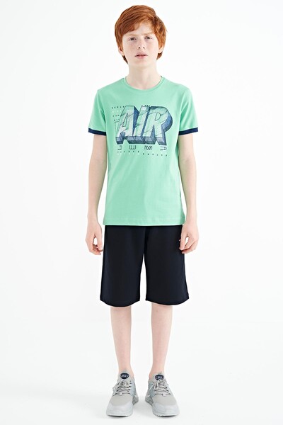 Tommylife Wholesale Crew Neck Standard Fit Printed Boys' T-Shirt 11098 Aqua Green - Thumbnail