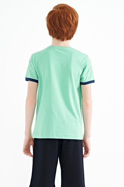 Tommylife Wholesale Crew Neck Standard Fit Printed Boys' T-Shirt 11098 Aqua Green - Thumbnail