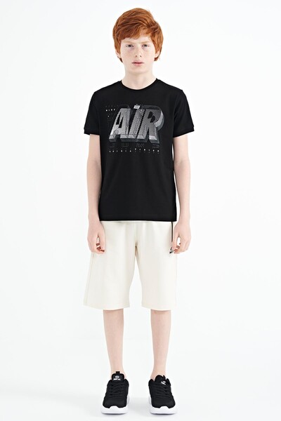 Tommylife Wholesale Crew Neck Standard Fit Printed Boys' T-Shirt 11098 Black - Thumbnail