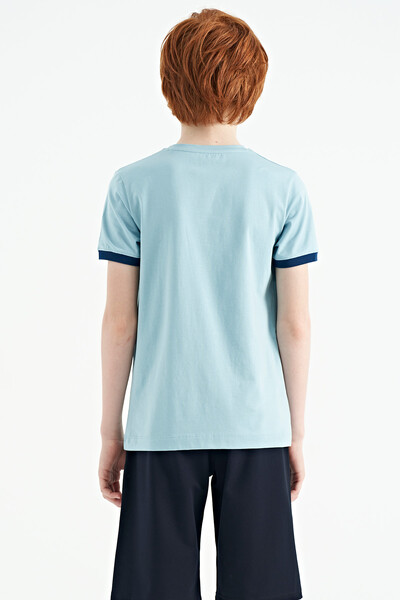 Tommylife Wholesale Crew Neck Standard Fit Printed Boys' T-Shirt 11098 Light Blue - Thumbnail