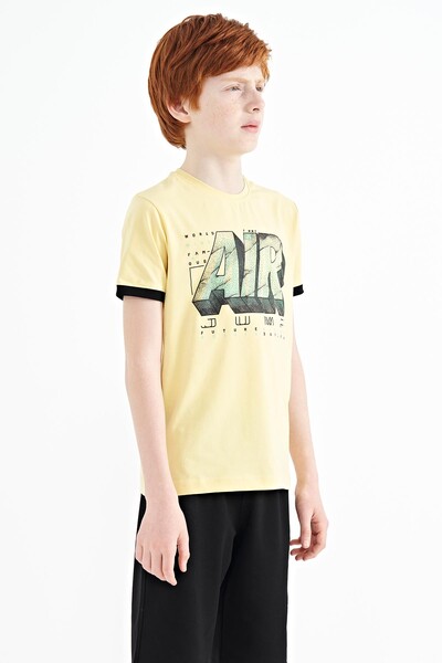 Tommylife Wholesale Crew Neck Standard Fit Printed Boys' T-Shirt 11098 Yellow - Thumbnail