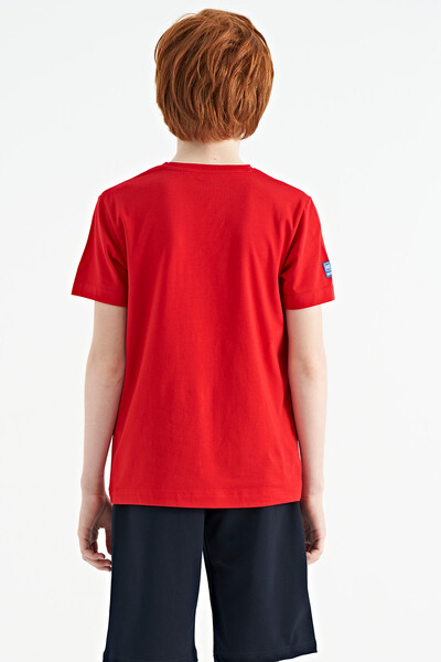 Tommylife Wholesale Crew Neck Standard Fit Printed Boys' T-Shirt 11099 Red - Thumbnail